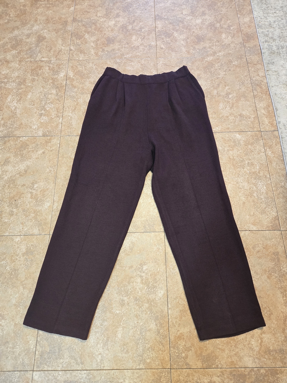 St. John Wide-Leg Knit Pants in Plum